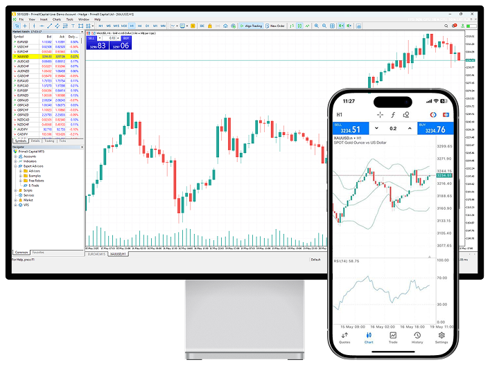 منصة MetaTrader 5 على الكمبيوتر والهاتف